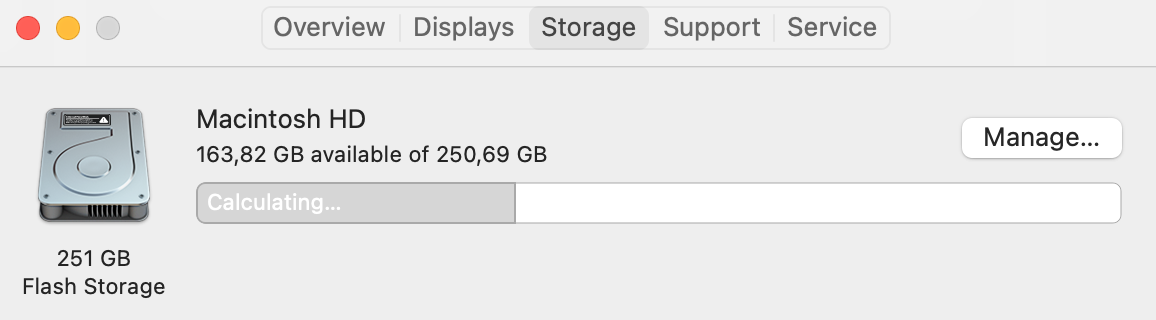 Flash storage schermpje op de iMac