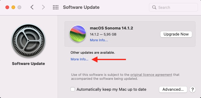 Security updates Apple software updates scherm
